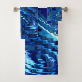 Blauwe golvende ster met zweeflijnen bad handdoek