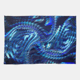 Blauwe golvende ster met zweeflijnen theedoek