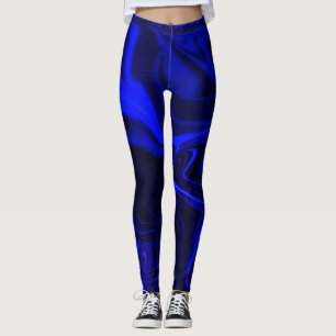 Blauwe golvingen over donkerblauw leggings