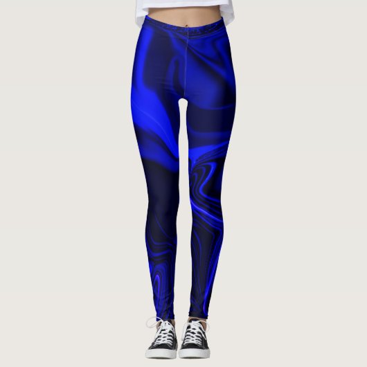 Blauwe golvingen over donkerblauw leggings (Voorkant)