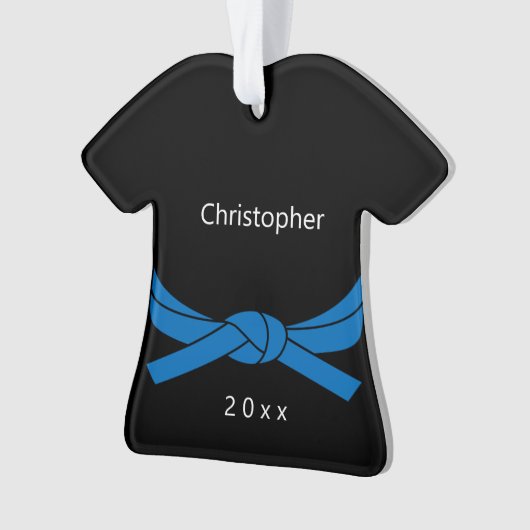 Blauwe gordel Karate Ornament (voorkant)