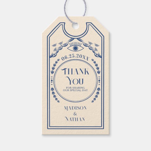  Blauwe Gotische bruiloft Dank u Cadeaulabel (Voorkant)