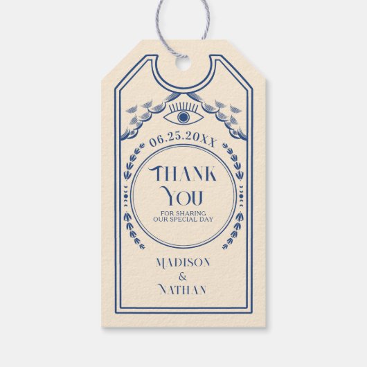  Blauwe Gotische bruiloft Dank u Cadeaulabel (Achterkant)