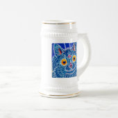Blauwe gotische kat bierpul (Voorkant rechts)