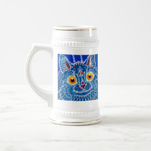 Blauwe gotische kat bierpul