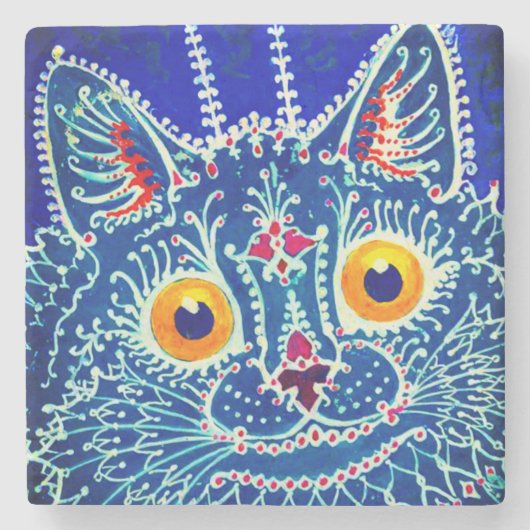 Blauwe Gotische Kat Stenen Onderzetter (Voorkant)
