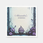 Blauwe gotische spookachtige verjaardag servet (Voorkant)