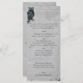 Blauwe Gotische Uil Posh Bruiloft Menu (Voorkant / Achterkant)