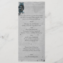 Blauwe Gotische Uil Posh Bruiloft Menu
