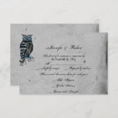 Blauwe Gotische Uil Posh Bruiloft Reactie Kaart (Voorkant / Achterkant)