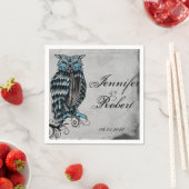 Blauwe Gotische Uil Posh Bruiloft Servet (Insitu)