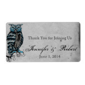 Blauwe Gotische Uil Posh Water Fles Label (Voorkant)