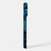 Blauwe Goud Aderen Agate Monogram iPhone Hoesje (Rechterkant)
