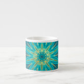 Blauwe Goud Bloem Mandala Espresso Kop (Voorkant)