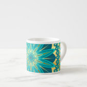 Blauwe Goud Bloem Mandala Espresso Kop (Voorkant rechts)