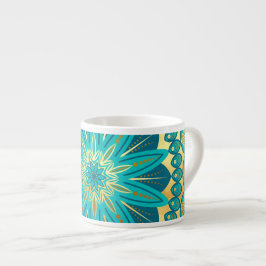 Blauwe Goud Bloem Mandala Espresso Kop