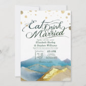 Blauwe goudbergen EAT-Drink en huwelijk Kaart (Voorkant)