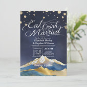 Blauwe goudbergen EAT-Drink en huwelijk Kaart (Staand voorkant)