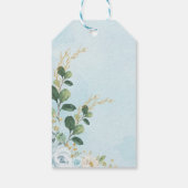 Blauwe goudbloem Oerwoud Elephant Shower Birthday Cadeaulabel (Achterkant)