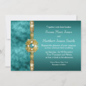 Blauwe goudbruiloft verloving verjaardag kaart (Achterkant)