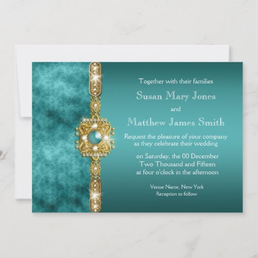 Blauwe goudbruiloft verloving verjaardag kaart (Achterkant)