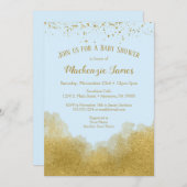 Blauwe goudConfetti Baby shower Kaart (Voorkant / Achterkant)