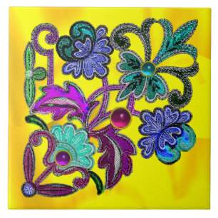 BLAUWE GOUDE VLOERZIJDE, VLOEREN, KLEURSTONEN TEGELTJE