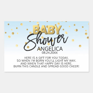 Blauwe gouden Baby shower Kandle Votive Favor Labe Rechthoekige Sticker