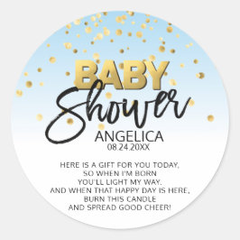 Blauwe gouden Baby shower Kandle Votive Favor Labe Ronde Sticker