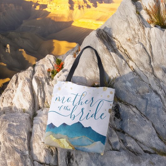 Blauwe gouden bergen Wedding Moeder van de Bride Tote Bag