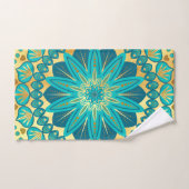 Blauwe Gouden Bloem Mandala Handdoek (Handdoek)