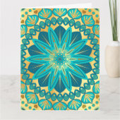Blauwe Gouden Bloem Mandala Kaart (Voorkant)