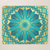 Blauwe Gouden Bloem Mandala Sherpa Deken (Voorkant (horizontaal))