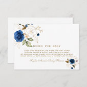 Blauwe Gouden Bloemen Brengen Een Boek Informatiekaartje (Voorkant / Achterkant)