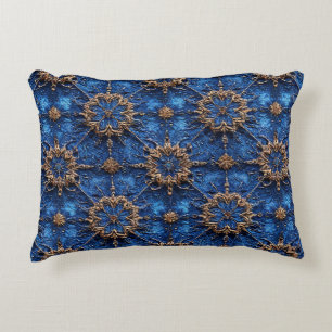 💙 Blauwe Gouden Bloemstuk Bank Decoratie Accent C Kussen