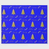 Blauwe gouden bomen in de zee die het groet van he cadeaupapier (Vlak)