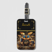 Blauwe & gouden drumset Energie Bagagelabel (Voorkant (verticaal))