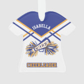 Blauwe, gouden en witte Cheerleader Ornament (achterkant)