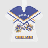 Blauwe, gouden en witte Cheerleader Ornament (voorkant)