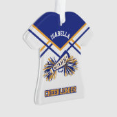 Blauwe, gouden en witte Cheerleader Ornament (voorkant)