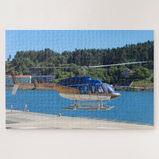 Blauwe, gouden en witte helikopter, Portugal Legpuzzel (Horizontaal)
