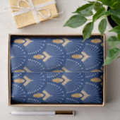 Blauwe, gouden en witte kunst Deco Fan Flowers Mot Tissuepapier (Geschenk)