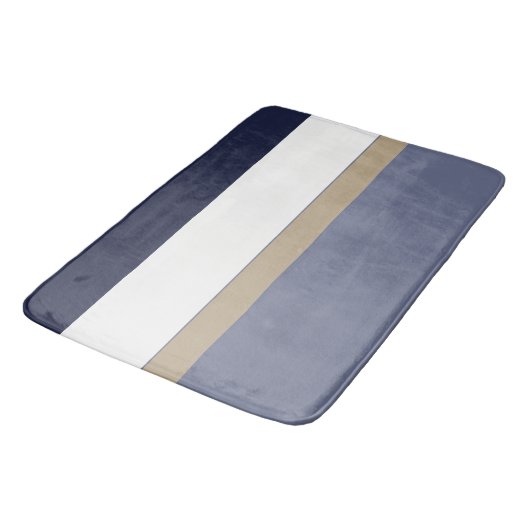 Blauwe, gouden en witte strepen badmat (Gekanteld)