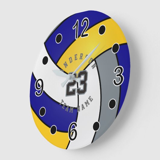 Blauwe, gouden en witte volleybalstijl met DIY-tek Grote Klok (Hoek)