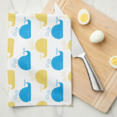 Blauwe Gouden en Witte Walvissen Theedoek (Quarter Fold)