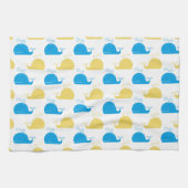 Blauwe Gouden en Witte Walvissen Theedoek (Horizontaal)