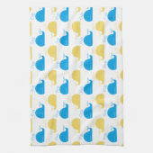 Blauwe Gouden en Witte Walvissen Theedoek (Verticaal)