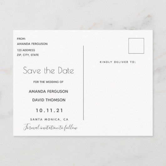 Blauwe gouden florale botanische bruiloft Bespaar  Briefkaart (Achterkant)