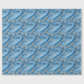 Blauwe & Gouden Geode Cadeaupapier (Vlak)