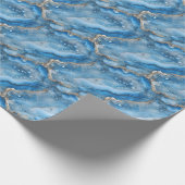 Blauwe & Gouden Geode Cadeaupapier (Hoek)